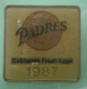 San Diego Padres Pin Baseball Club 1987 California Fresh Eggs Enamel Goldtone Metal