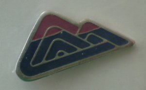 Blue Pink Mountain Pin Pyramid NOS Silvertone Metal