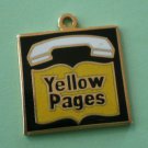 Yellow Pages Charm Phone Book Enamel Goldtone Metal