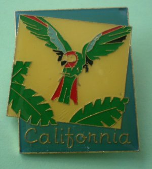 California Pin Parrot Palm Trees Goldtone Metal Bird