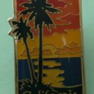 California Pin Palm Trees Ocean Goldtone Metal