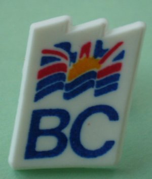 BC Pin British Columbia Canada White Plastic