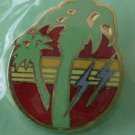 Palm Trees Lightning Pin Goldtone Metal NOS
