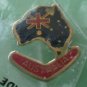 Australia Flag Boomerang Pin Goldtone Metal NOS