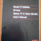 NEC Model CT-2006As User's Manual 20in Stereo TV Video Monitor