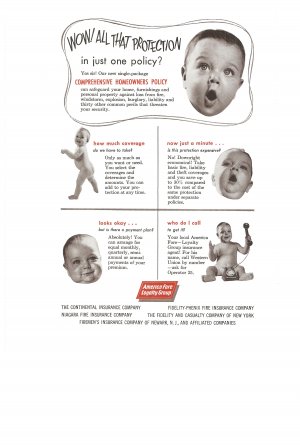 Vintage Ad America Fore Loyalty Group Ad 1958 Baby Insurance
