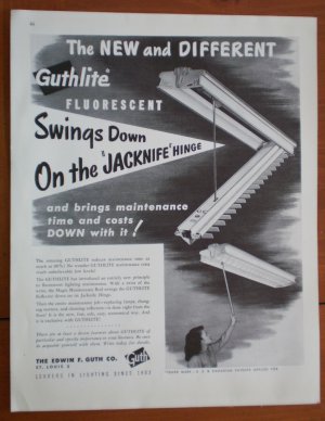 Vintage Ad Guthlite Fluorescent 1948 Jacknife Hinge Edwin Guth Co