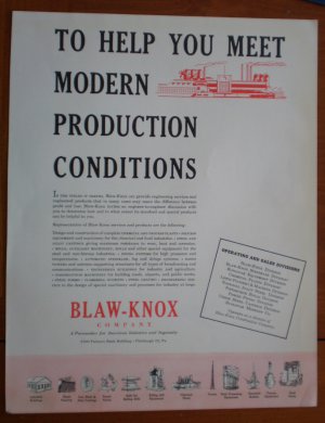 Vintage Ad Blaw-Knox 1948 Engineering Production