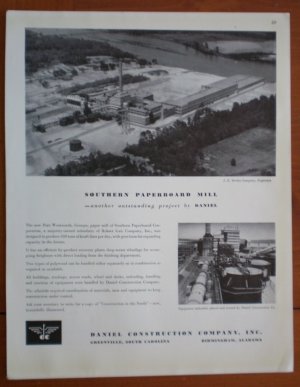 Vintage Ad Daniel Construction 1948 Southern Paperboard Mill