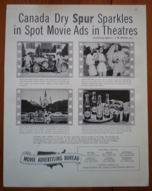Vintage Ad Canada Dry Spur Sparkles 1948 Spot Movie Ads Theatres