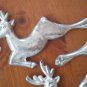 Reindeer Christmas Ornament Silvertone Metal Lot 3
