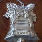 Christmas Bell Ornament Silvertone Metal