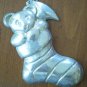 Stocking Boot Christmas Ornament Silvertone Metal Bear Toys