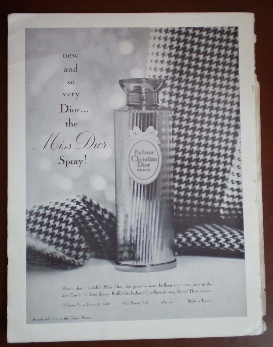 Vintage Ad Miss Dior Spray 1960s Christian Dior CD Perfume Parfums