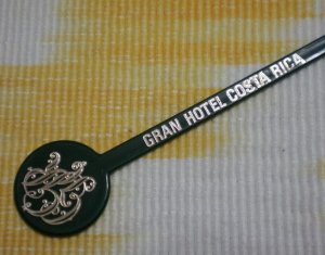Vintage Swizzle Stick Gran Hotel Costa Rica Green Plastic