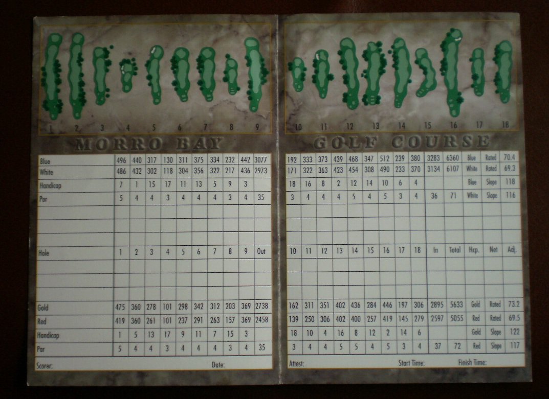 Vintage Golf Scorecard Morro Bay Golf Course California