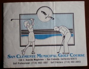 Vintage Golf Scorecard San Clemente Municipal Golf Course