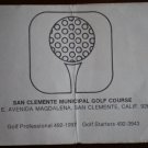 Vintage Golf Scorecard San Clemente Municipal Golf Course California