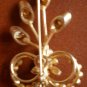 Vintage Brooch Pin Blue Clear Rhinestones Goldtone Metal Broach