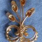 Vintage Brooch Pin Blue Clear Rhinestones Goldtone Metal Broach