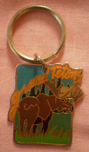 Grand Tetons Key Chain Ring Wyoming Moose Vintage Keychain