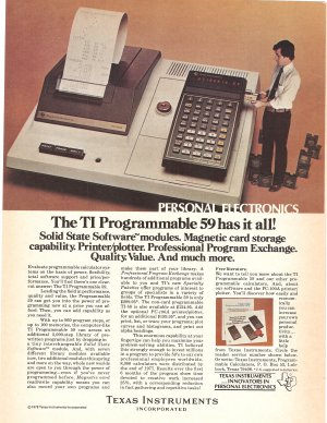 Vintage Ad Texas Instruments TI Programmable 59 Calculator 1978