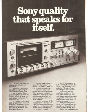 Vintage Ad Sony Audio Stereo Cassette DECK TC-K7 II 1978 2 pages