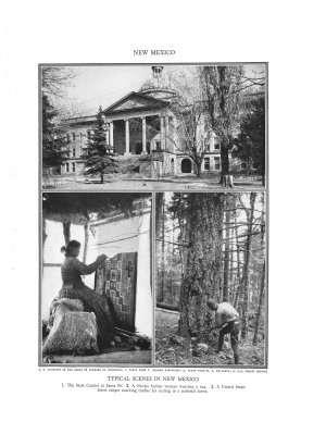 New Mexico State Capitol Santa Fe Navajo Indian woman forest ranger Plate Print 1936 Book