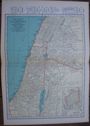 Palestine Map Rand McNally Popular Plate Print 1936 Book