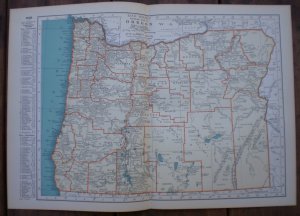 Oregon Map Rand McNally Popular Plate Print 1936 Book
