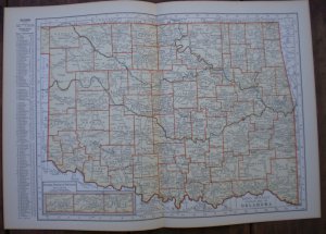 Oklahoma Map Rand McNally Popular Plate Print 1936 Book
