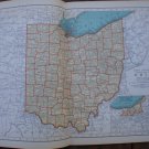 Ohio Map Rand McNally Popular Plate Print 1936 Book