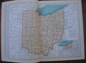 Ohio Map Rand McNally Popular Plate Print 1936 Book