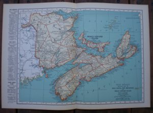 Nova Scotia New Brunswick Prince Edward Island Map Rand McNally Popular Plate Print 1936 Book