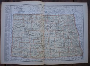 North Dakota Map Rand McNally Popular Plate Print 1936 Book