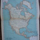 North America Map Rand McNally Popular Plate Print 1936 Book