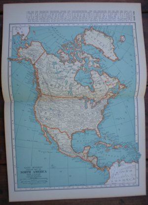 North America Map Rand McNally Popular Plate Print 1936 Book