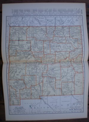New Mexico Map Rand McNally Popular Plate Print 1936 Book
