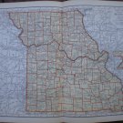 Missouri Map Rand McNally Popular Plate Print 1936 Book