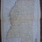 Mississippi Map Rand McNally Popular Plate Print 1936 Book