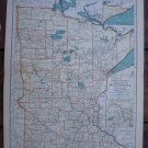 Minnesota Map Rand McNally Popular Plate Print 1936 Book