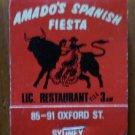 Vintage Matchbook Amado Spanish Fiesta Restaurant Sydney Australia Matches