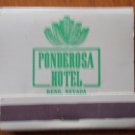 Vintage Matchbook Ponderosa Hotel Reno Nevada Matches