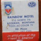 Vintage Matchbook Rainbow Motel Bozeman Montana Matches