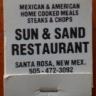 Vintage Matchbook Sun & Sand Restaurant Santa Rosa New Mexico Matches