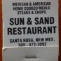 Vintage Matchbook Sun & Sand Restaurant Santa Rosa New Mexico Matches