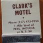 Vintage Matchbook Clark Motel Peru Indiana Matches