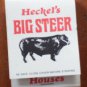 Vintage Matchbook Heckel Big Steer Restaurant Steerburger Matches Wisconsin