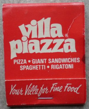Vintage Matchbook Villa Piazza Restaurant Pizza Wisconsin Matches