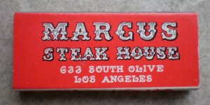 Vintage Matchbook Marcus Steak House Los Angeles California Matches Matchbox